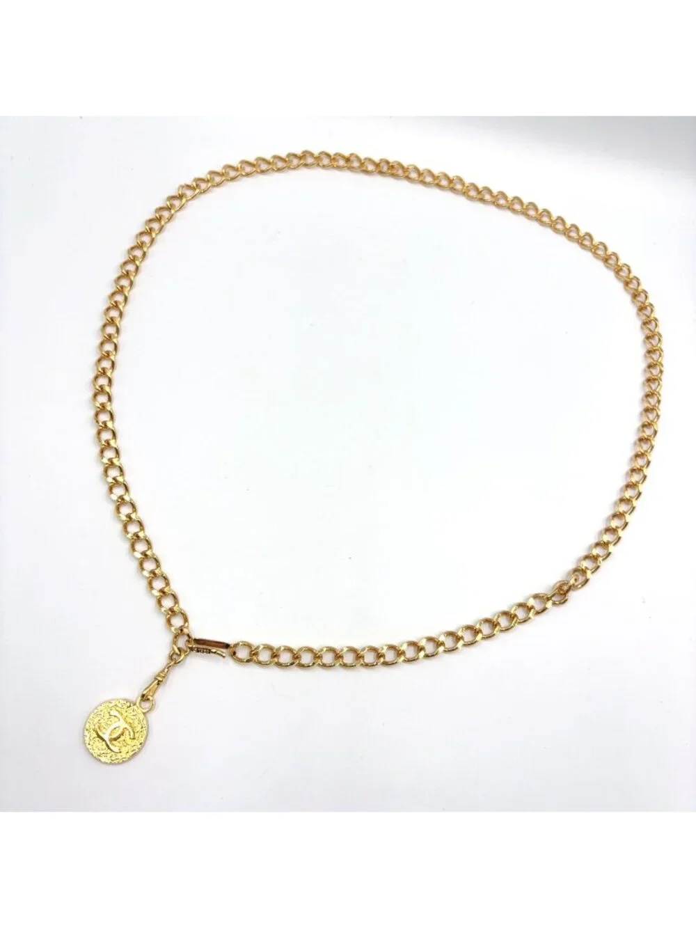 Chanel CC Logo Cambon Plate Gold Plated Chain Belt